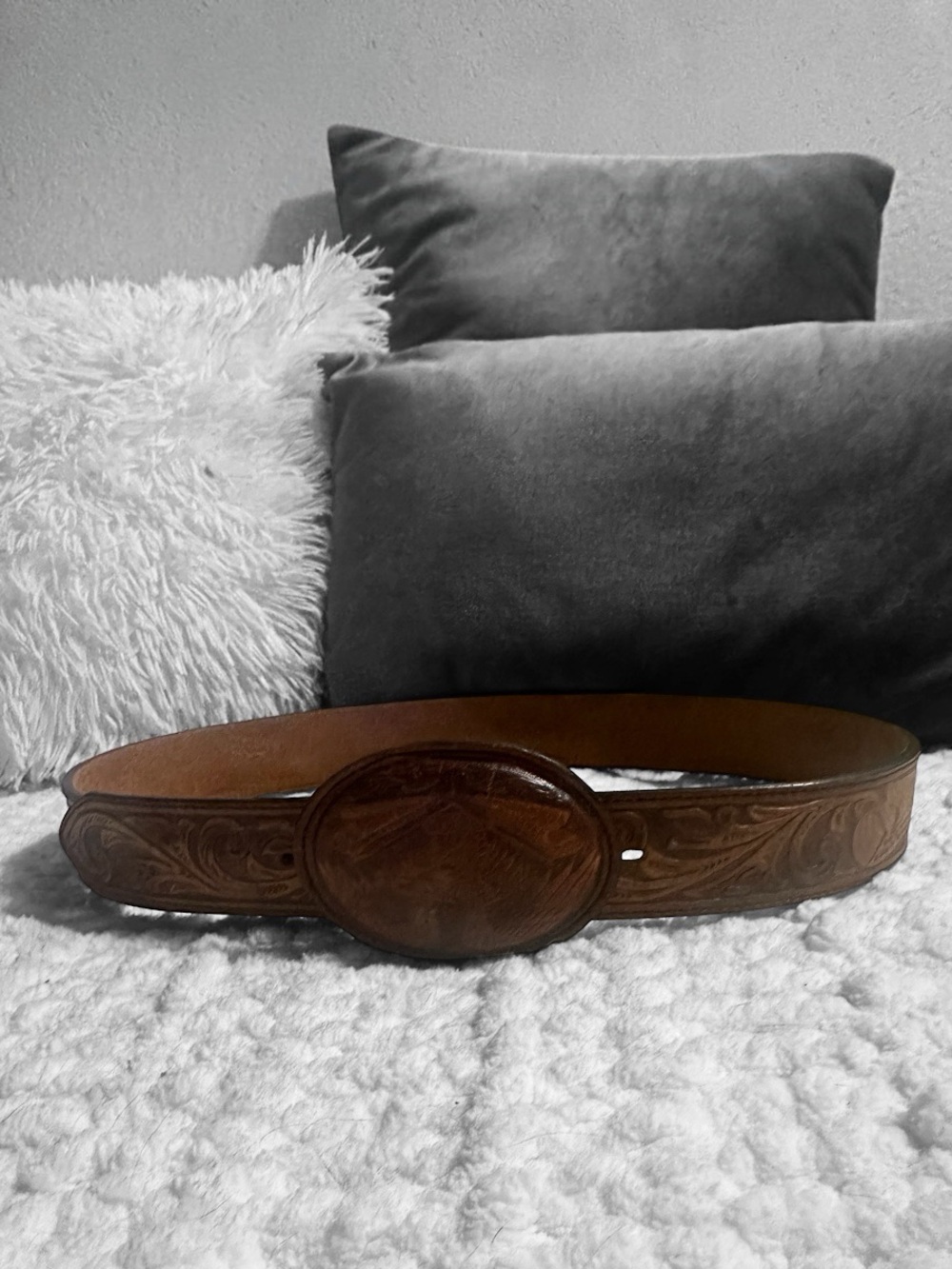 Rare Vintage Silver Creek Classics Tooled Leather Belt— Brown